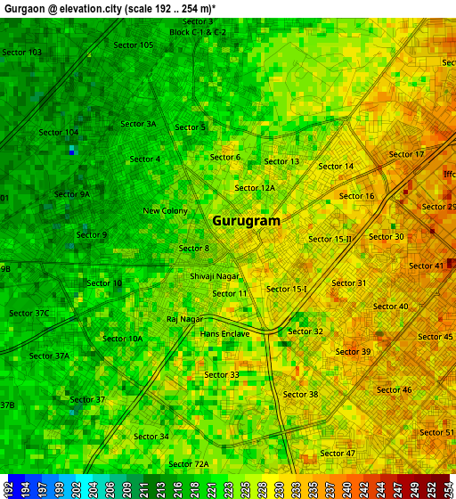 Gurgaon elevation map