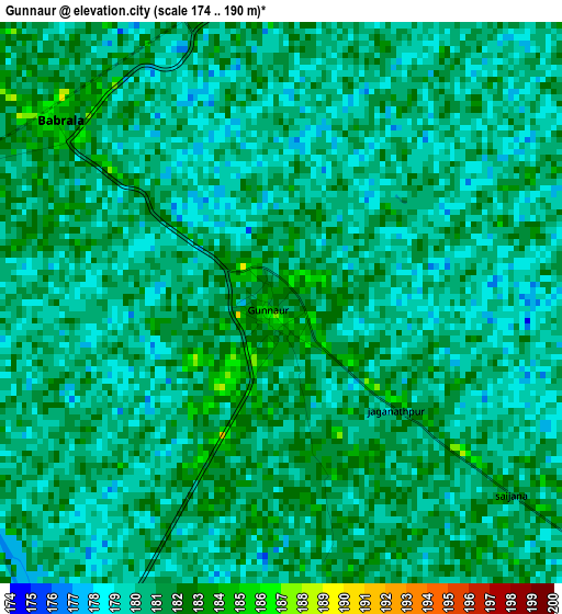 Gunnaur elevation map