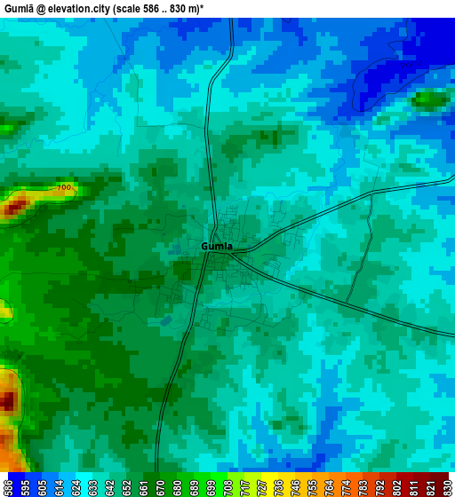 Gumlā elevation map
