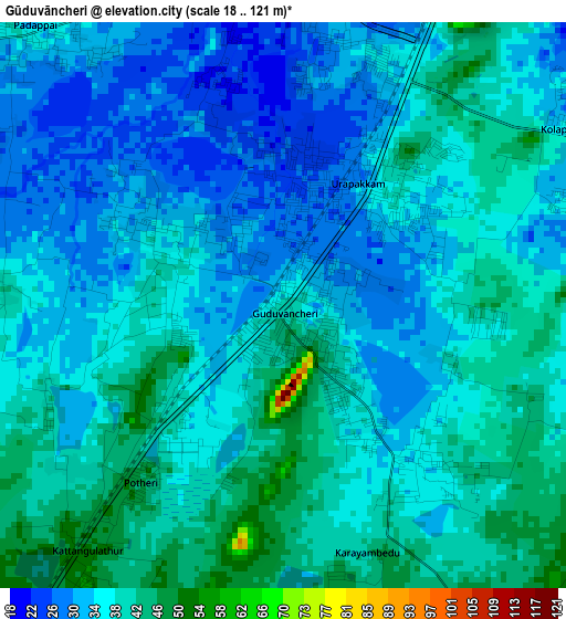 Gūduvāncheri elevation map