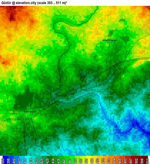 Gūdūr elevation map