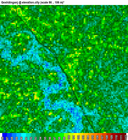 Goshāinganj elevation map
