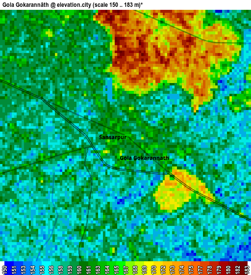 Gola Gokarannāth elevation map