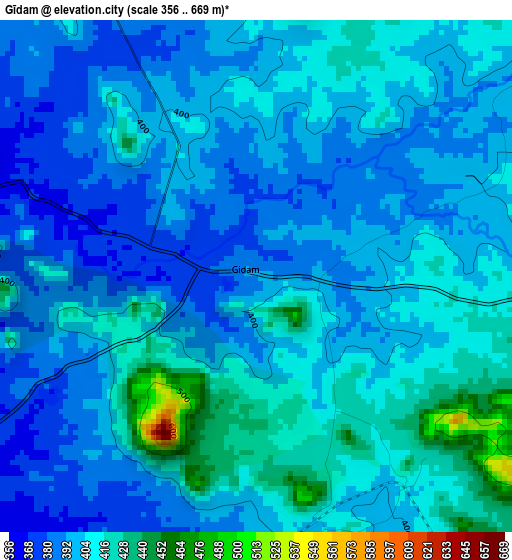 Gīdam elevation map