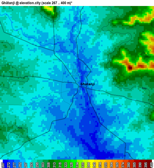 Ghātanji elevation map