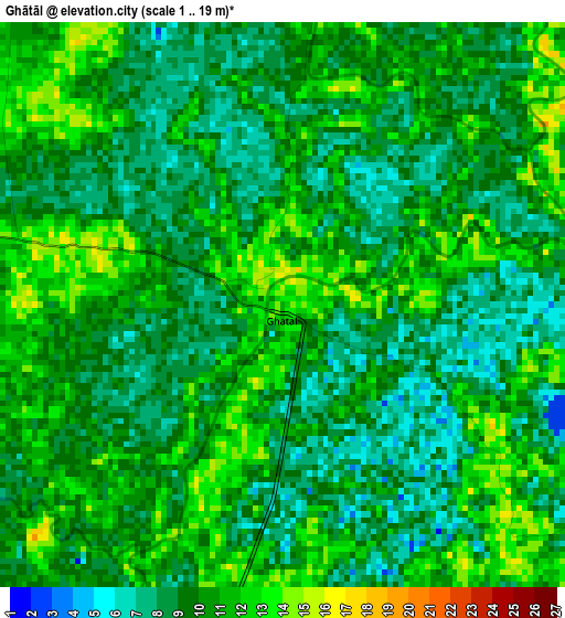 Ghātāl elevation map