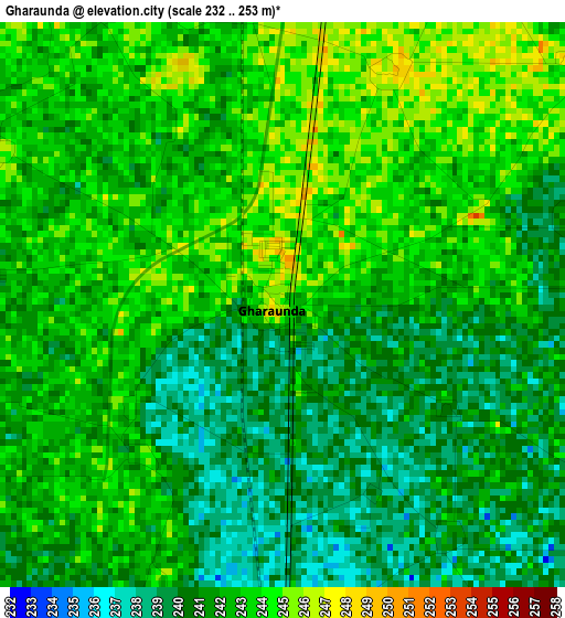 Gharaunda elevation map