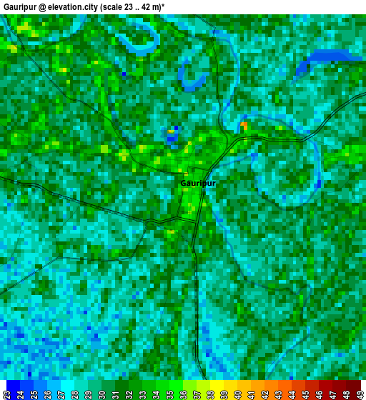 Gauripur elevation map