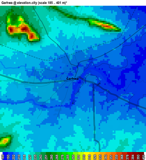 Garhwa elevation map