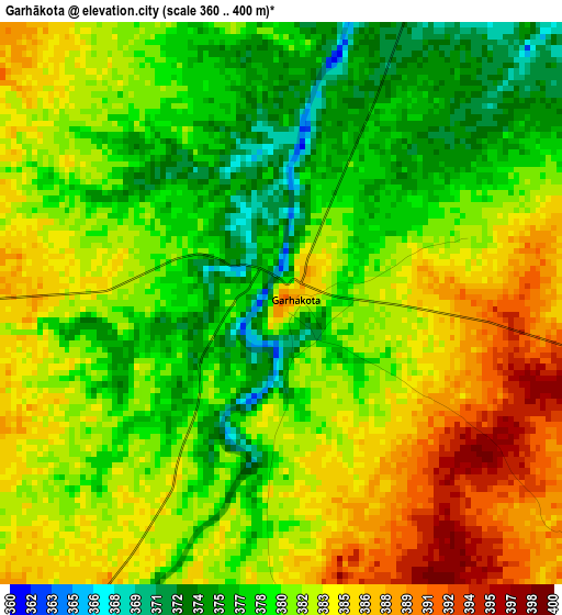 Garhākota elevation map