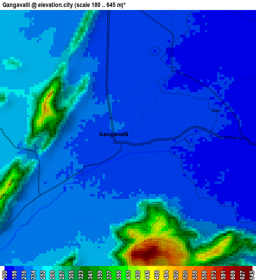Gangavalli elevation map