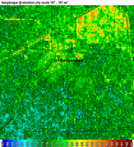 Gangānagar elevation map