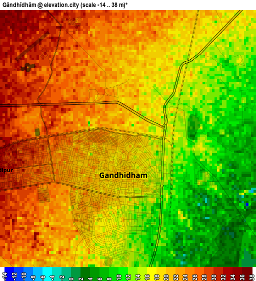 Gāndhīdhām elevation map