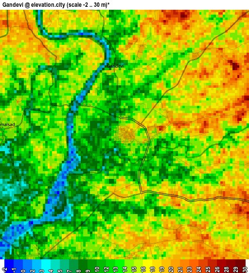 Gandevi elevation map