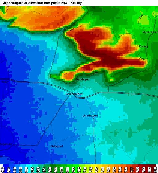 Gajendragarh elevation map