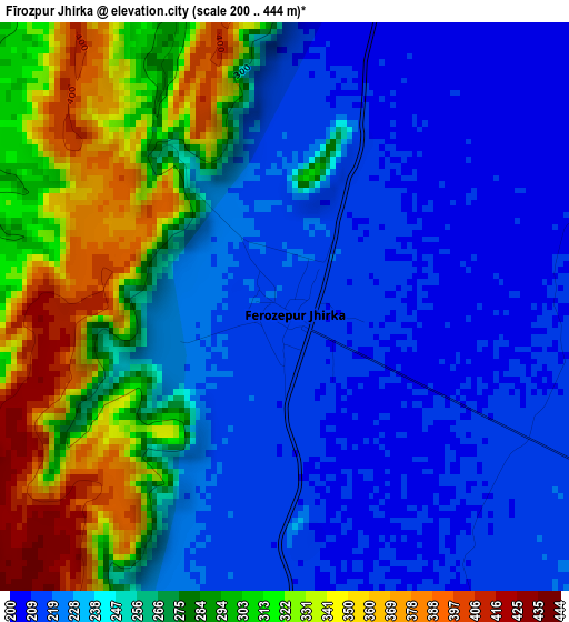 Fīrozpur Jhirka elevation map
