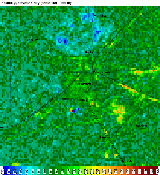 Fāzilka elevation map