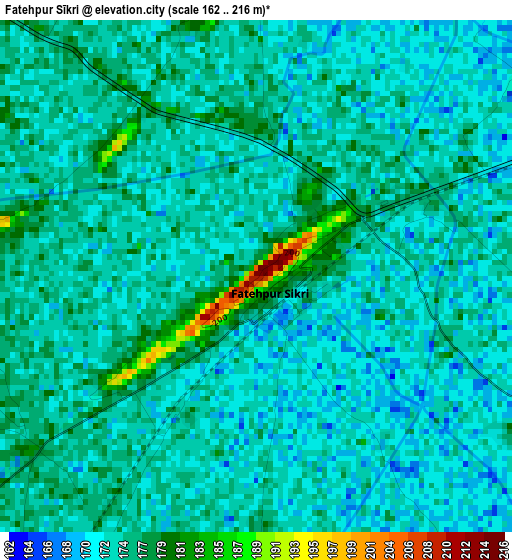 Fatehpur Sīkri elevation map