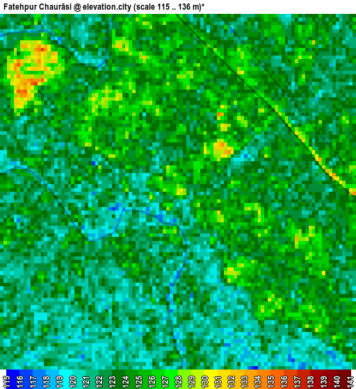 Fatehpur Chaurāsi elevation map