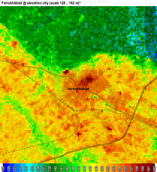 Farrukhābād elevation map