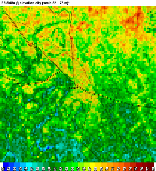 Fālākāta elevation map