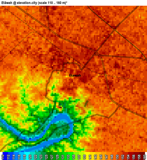 Etāwah elevation map