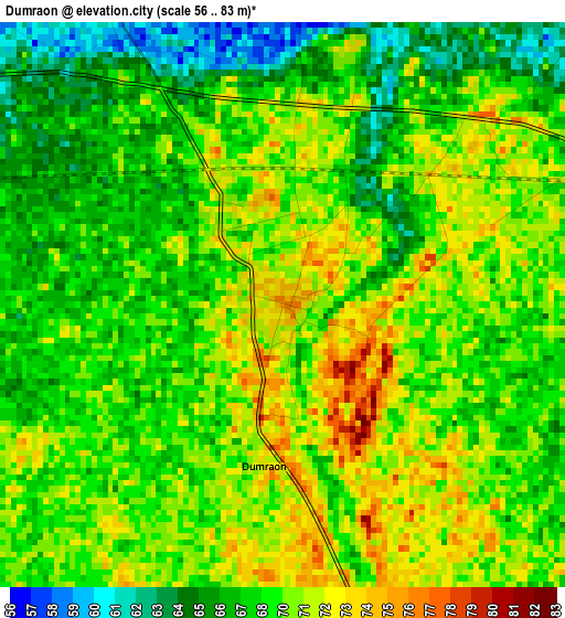 Dumraon elevation map