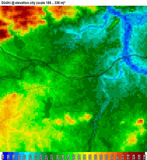 Dūdhi elevation map