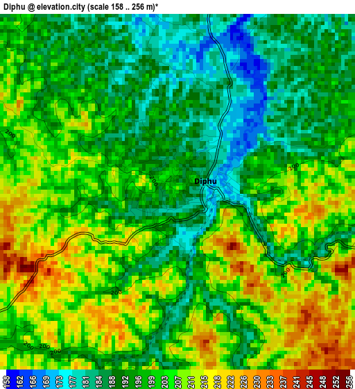 Diphu elevation map