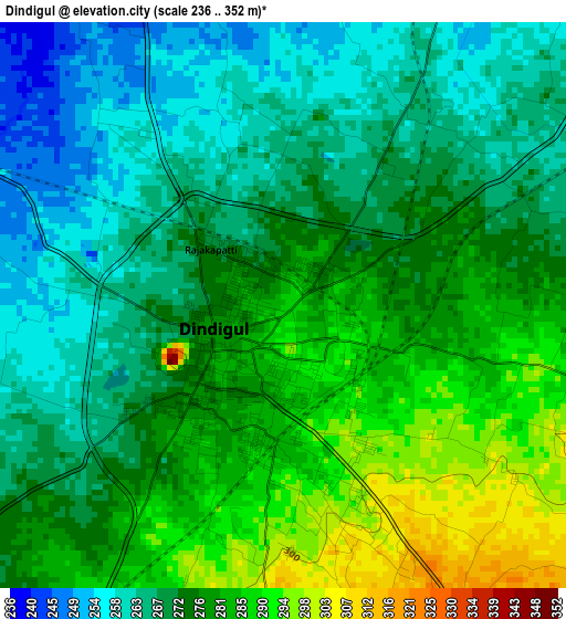 Dindigul elevation map