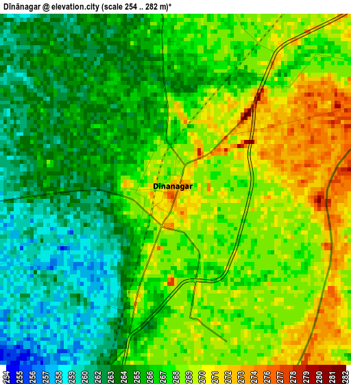 Dīnānagar elevation map