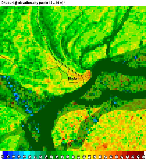 Dhuburi elevation map