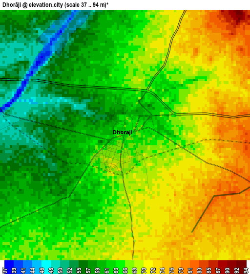 Dhorāji elevation map