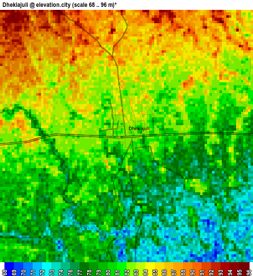 Dhekiajuli elevation map