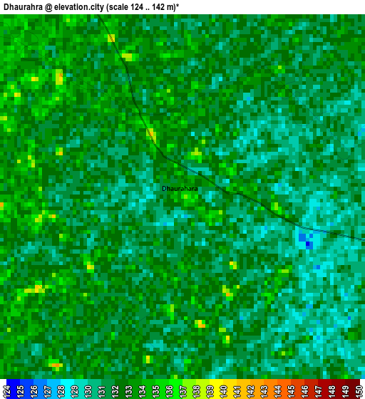 Dhaurahra elevation map