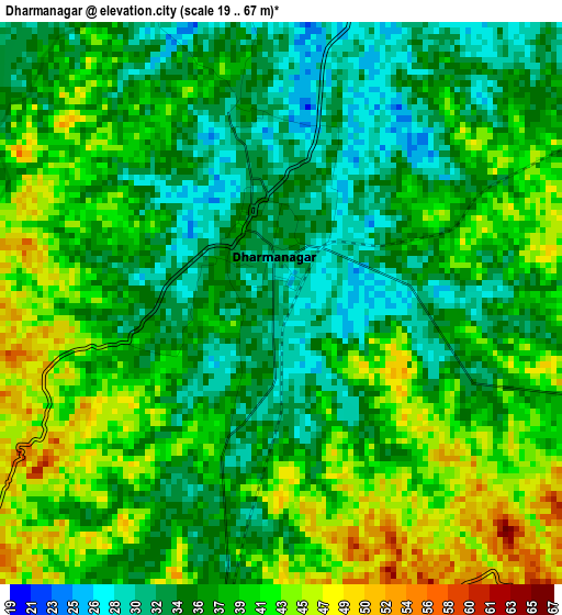 Dharmanagar elevation map