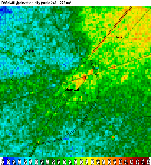 Dhāriwāl elevation map