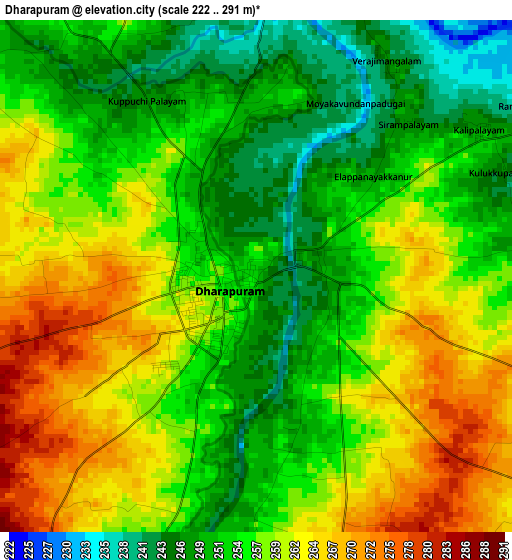 Dharapuram elevation map