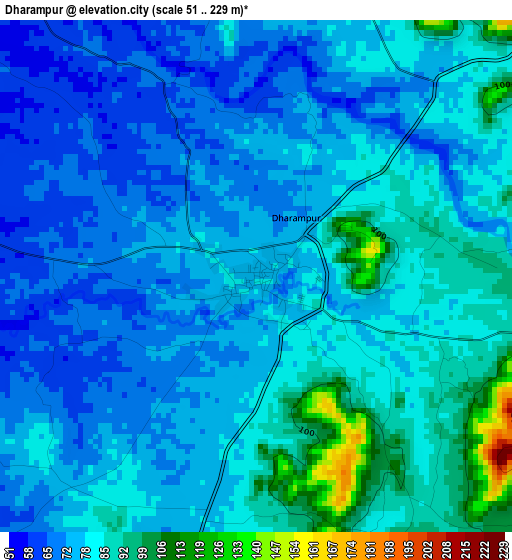 Dharampur elevation map