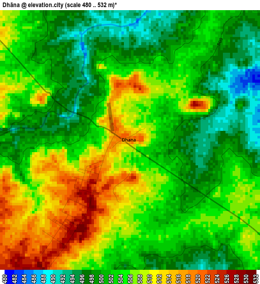 Dhāna elevation map