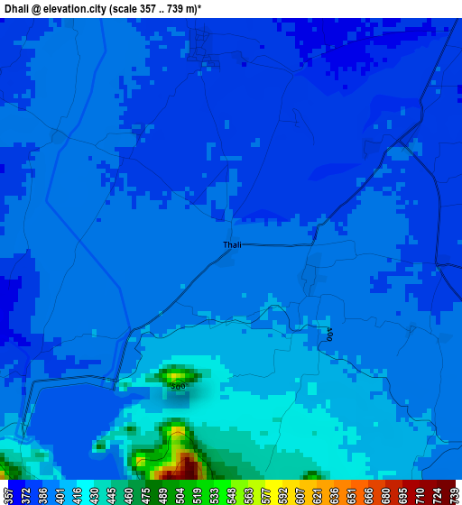 Dhali elevation map