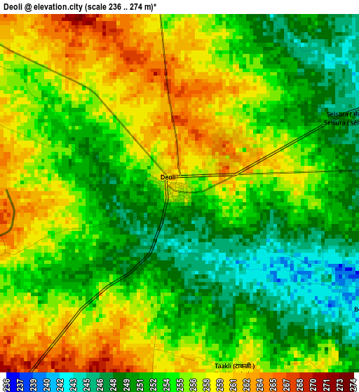 Deoli elevation map