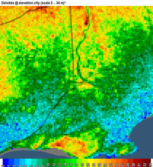 Delvāda elevation map