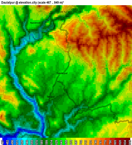 Daulatpur elevation map