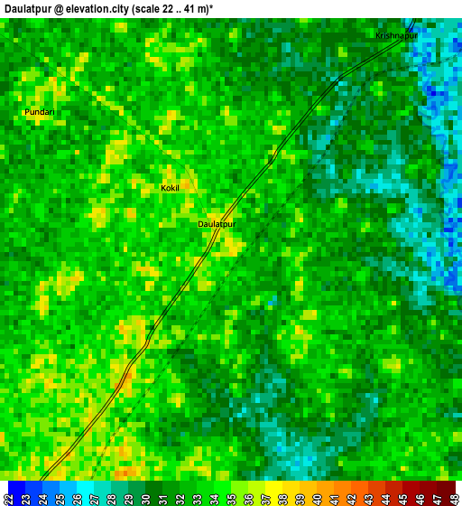 Daulatpur elevation map