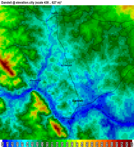 Dandeli elevation map