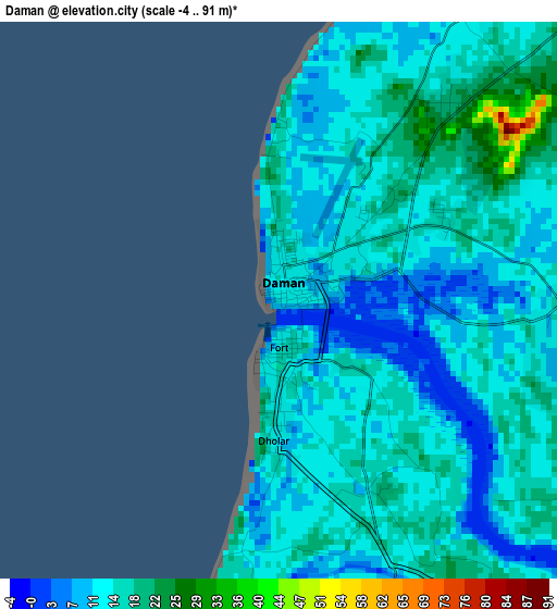 Daman elevation map