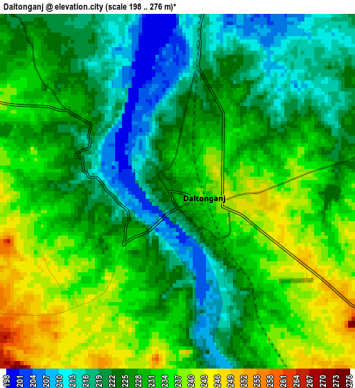 Daltonganj elevation map