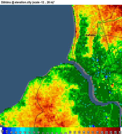 Dāhānu elevation map