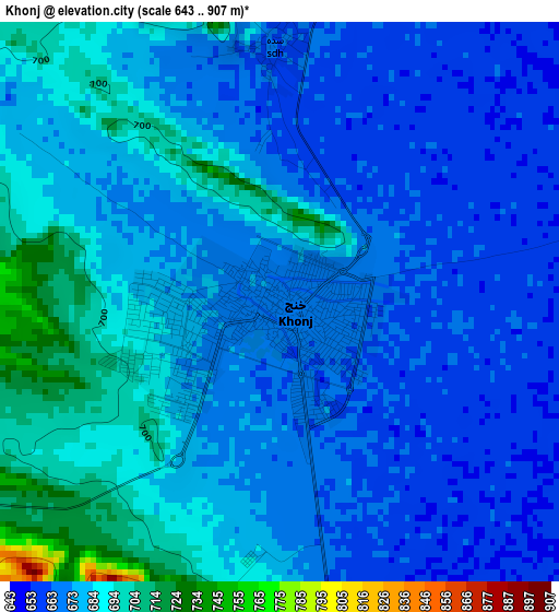 Khonj elevation map